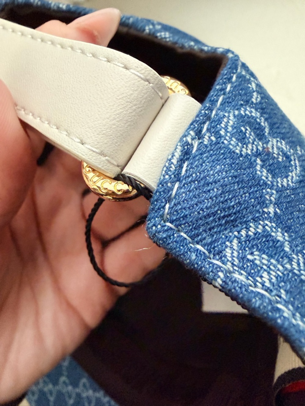 New Gucci  Blue Denim GG Baseball cap with Web detail size M - Picture 3 of 8